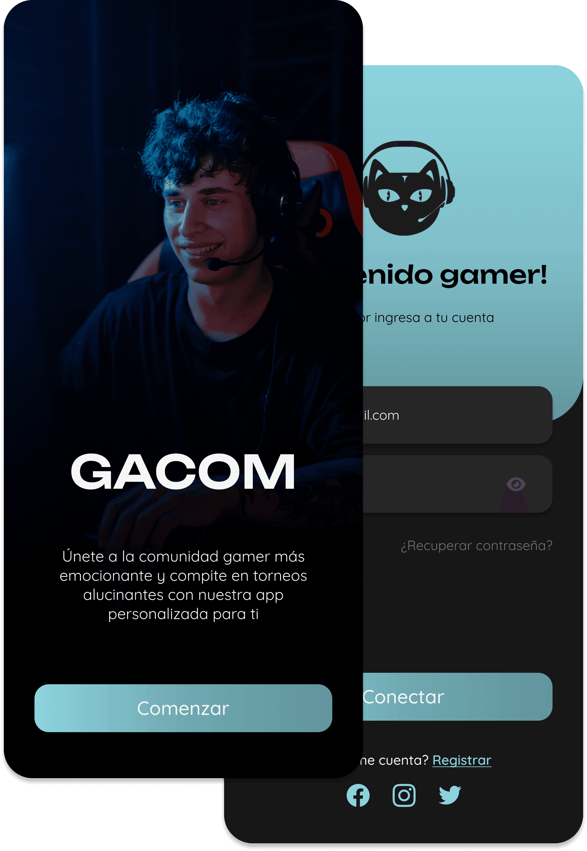Interfaz de la app GACOM